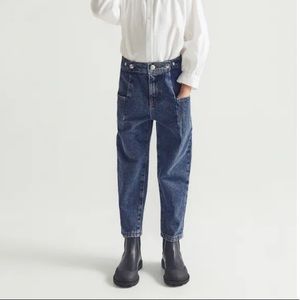 Zara girls elastic waist high rise mom jeans EUC